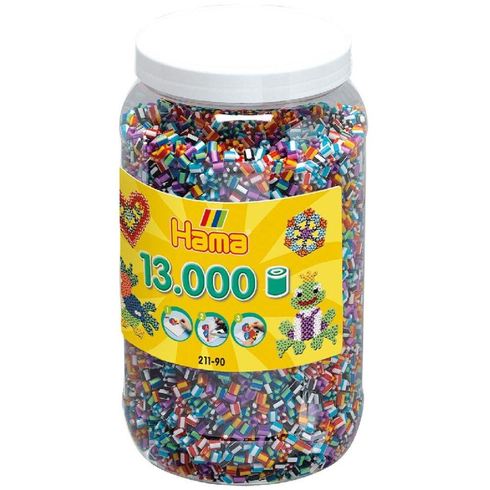 Hama Beads 13 000 Striped Beads in Tub