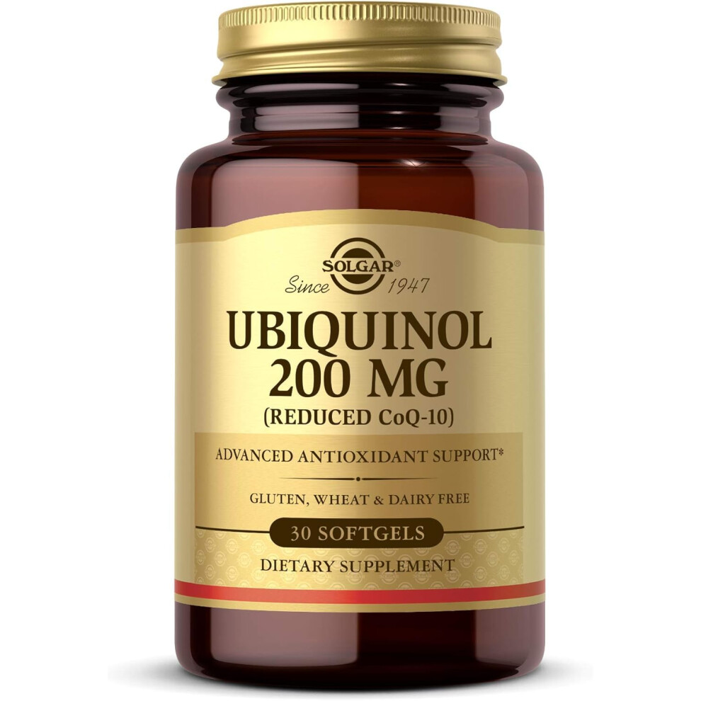 Solgar Ubiquinol 200 mg Reduced CoQ10  30 Softgels  Promotes Heart  Brain Function  Supports Healthy Aging  Coenzyme Q10