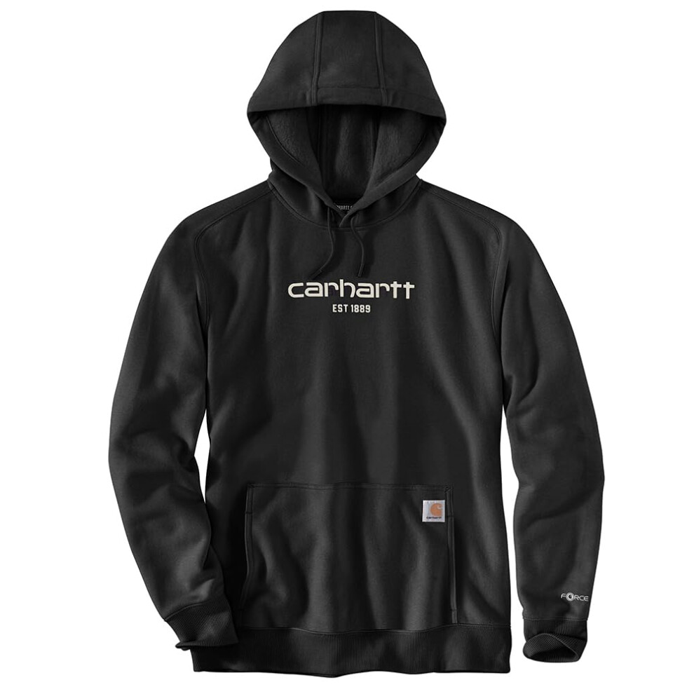 Carhartt Mens Big  Tall Force Relaxed Fit Lightweight Logo Graphic Sweatshirt  Black