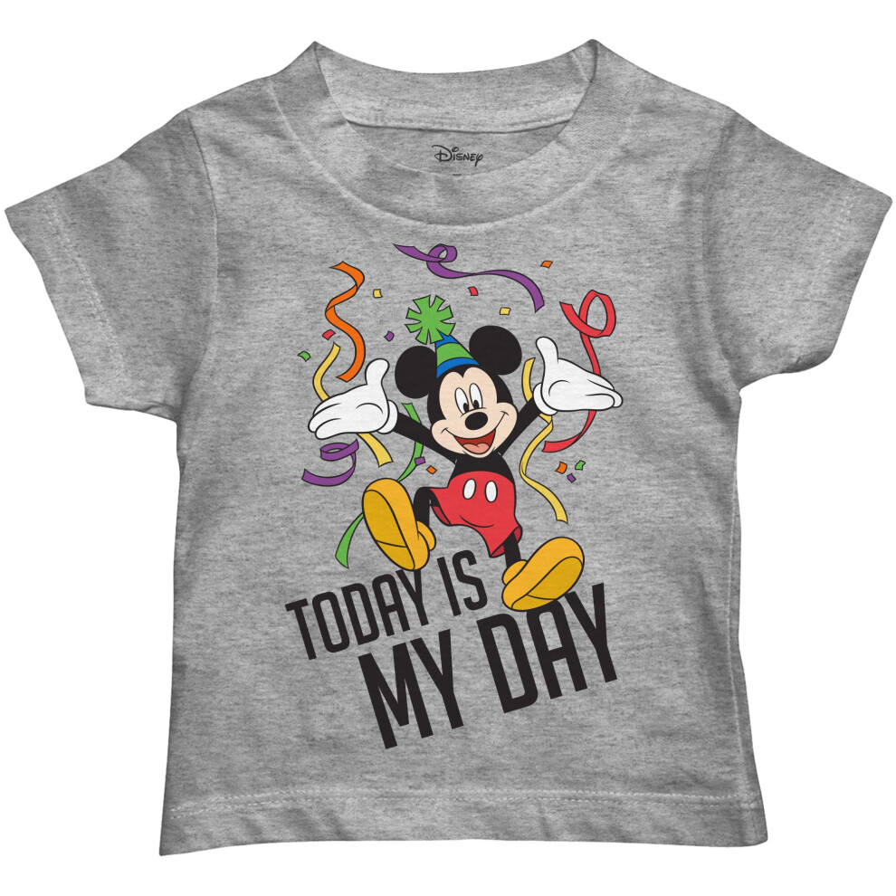 Disney Boys Mickey Mouse Today is My Day Birthday Graphic Tee TShirt Grey Heather  5T