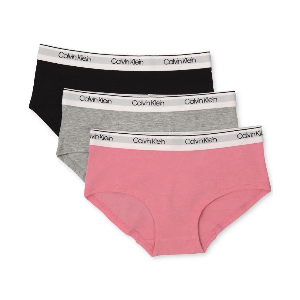 Calvin Klein Girls Little Modern Cotton Hipster Underwear  Multipack  Sachet PinkHeather GreyBlack  Large