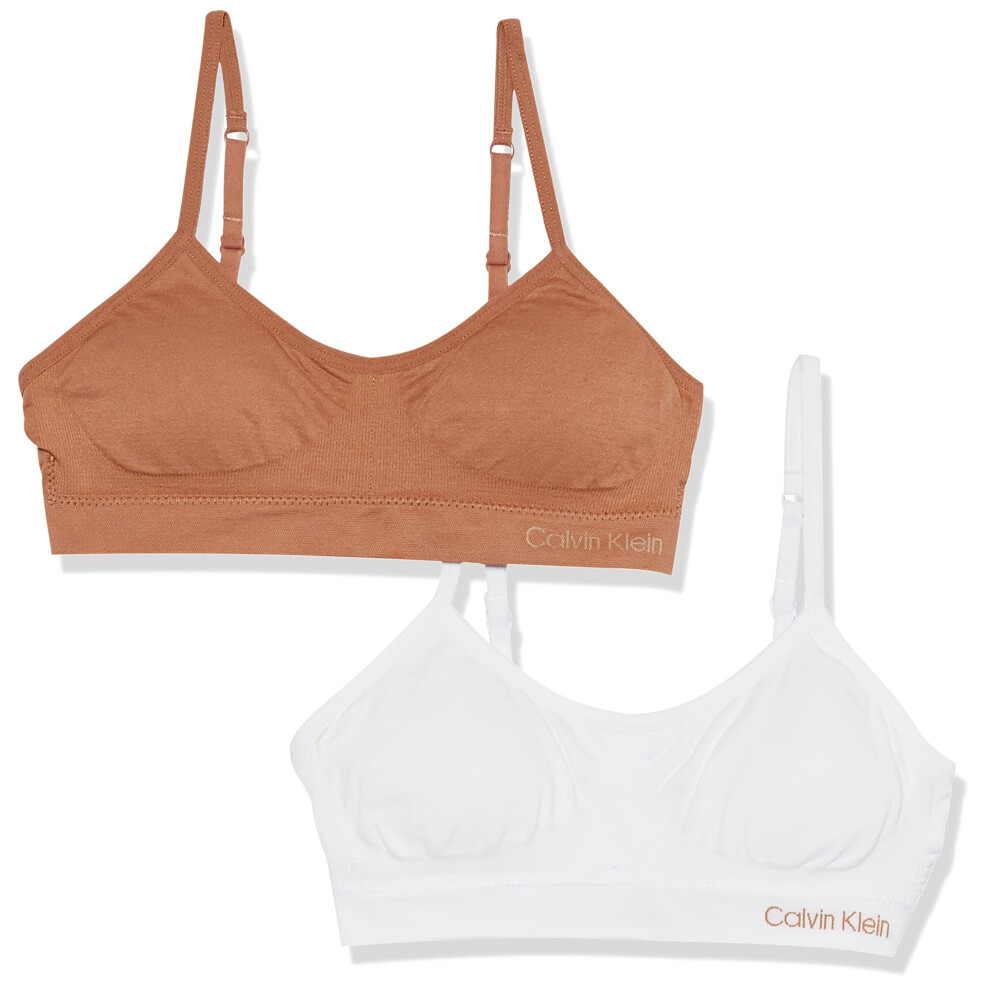 Calvin Klein Girls Seamless Crop Bralette  2 Pack  Small