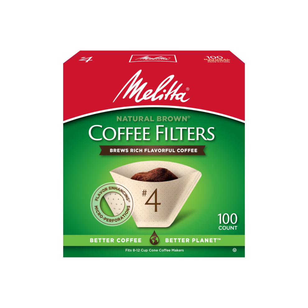 Melitta 4 Cone Coffee Filters  Unbleached Natural Brown  100 Count Pack of 3 300 Total Filters Count  Packaging May Vary