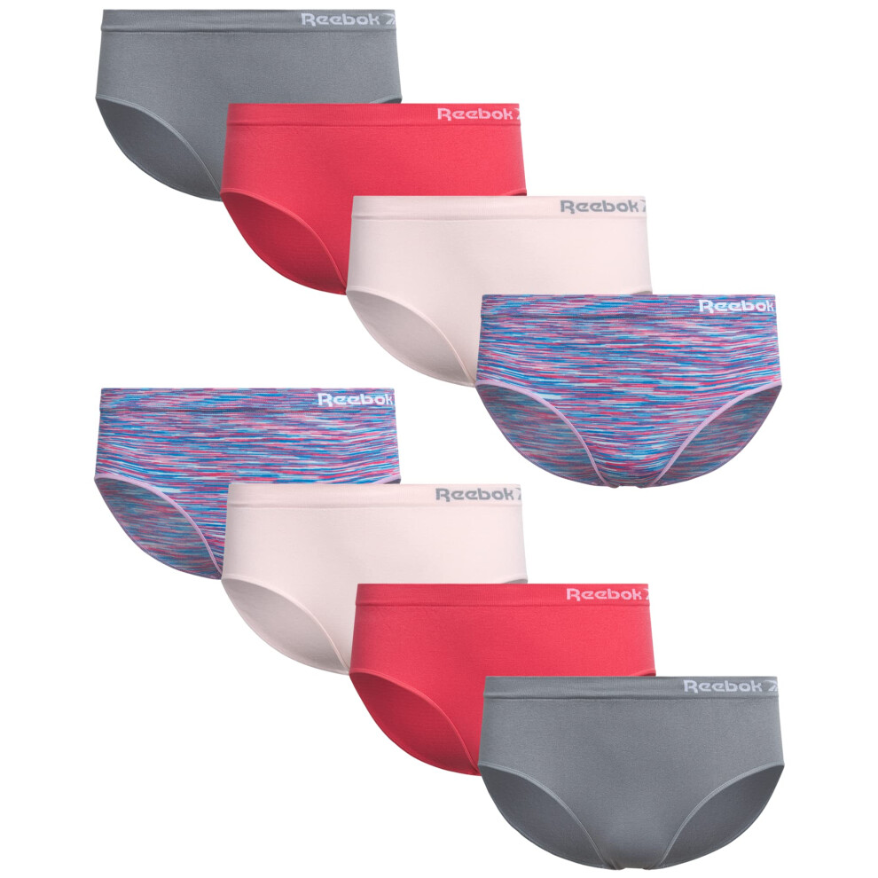 Reebok Girls Underwear  Seamless Hipster Brief Panties 8 Pack  Size Medium  Pink BlueLotusRedSharkskin