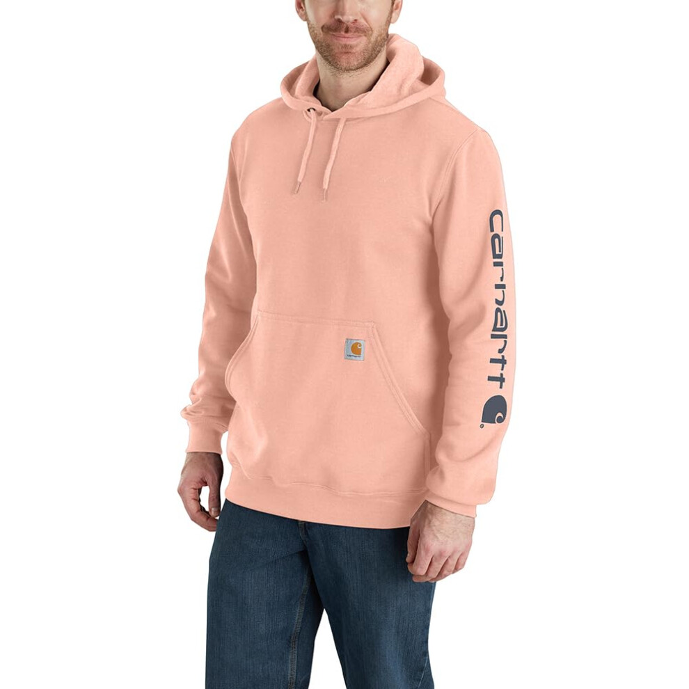 Carhartt Mens Loose Fit Midweight Logo Sleeve Graphic Sweatshirt  Tropical Peach