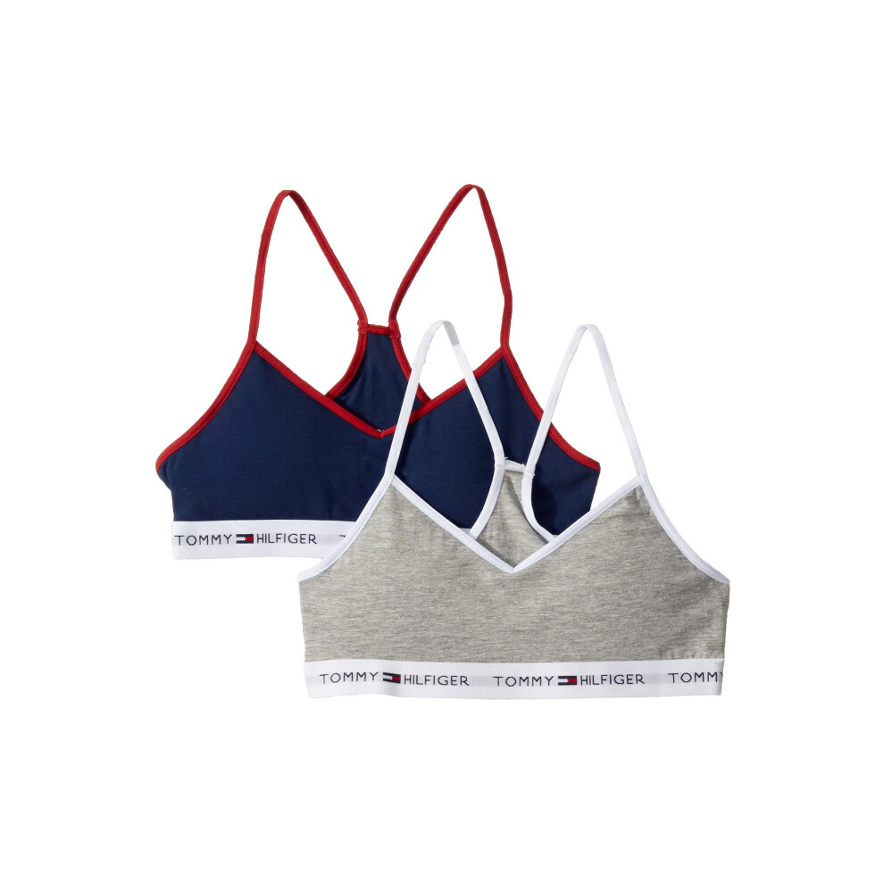 Tommy Hilfiger Girls Crop Sports Bra Pack of 2  Racerback Straps  Soft Elastic Waistband  Cotton  Spandex  Flag Blue 05G  1