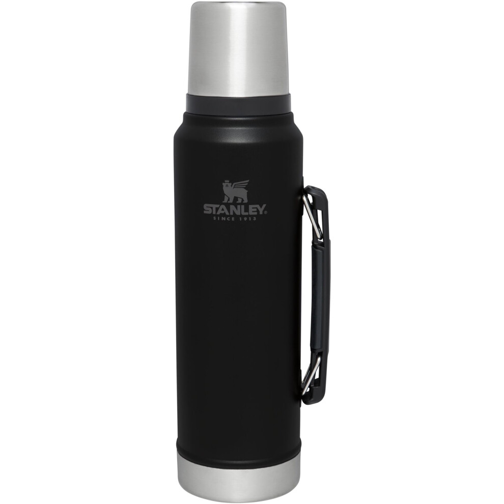 Stanley Classic Vacuum Insulated Wide Mouth Bottle  Matte Black  BPAFree 188 Stainless Steel Thermos for Cold  Hot Beverage