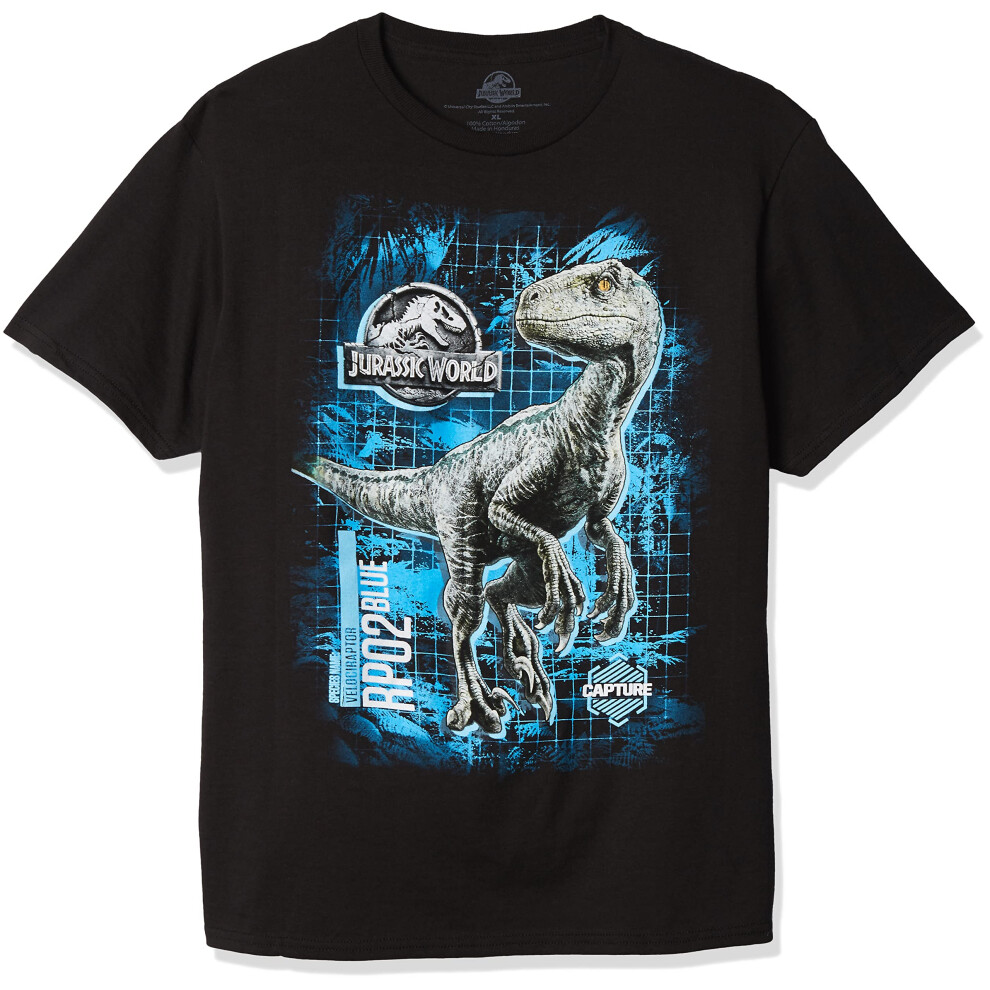 Jurassic World boys Jurassic World 2 Blue Raptor Grid Short Sleeve Tshirt T Shirt  Black  Small US