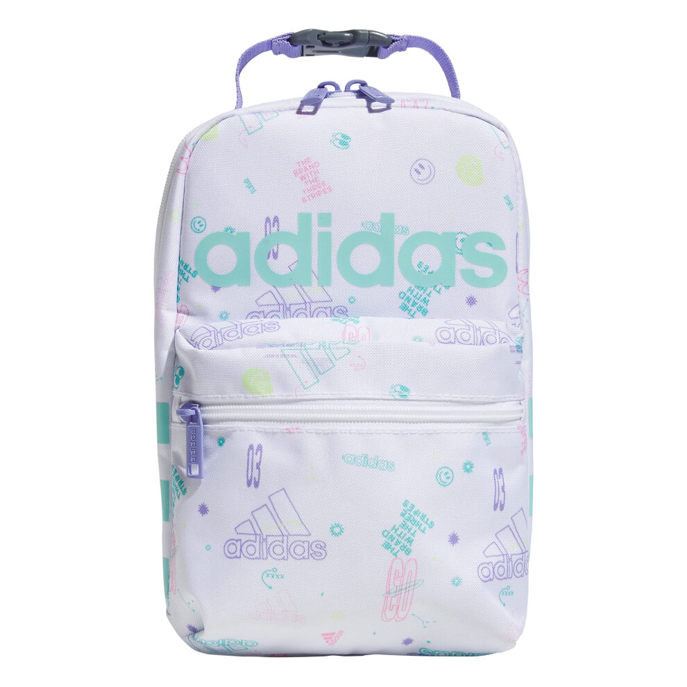 adidas Santiago 2 Insulated Lunch Bag  Icon Brand Love WhiteFlash Aqua BlueLight Purple  One Size