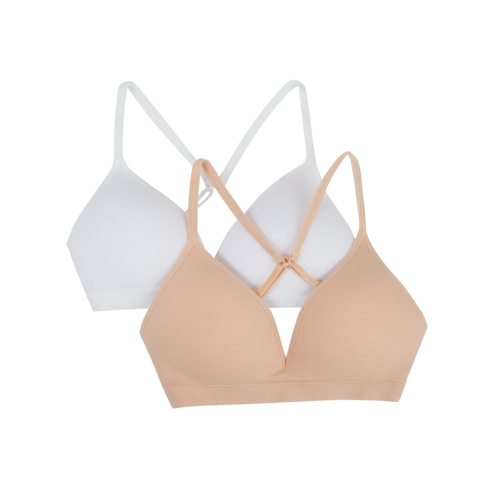 Fruit of the Loom Girls Seamless Soft Cup Bra  2pack Bra  SandWhite  34 US