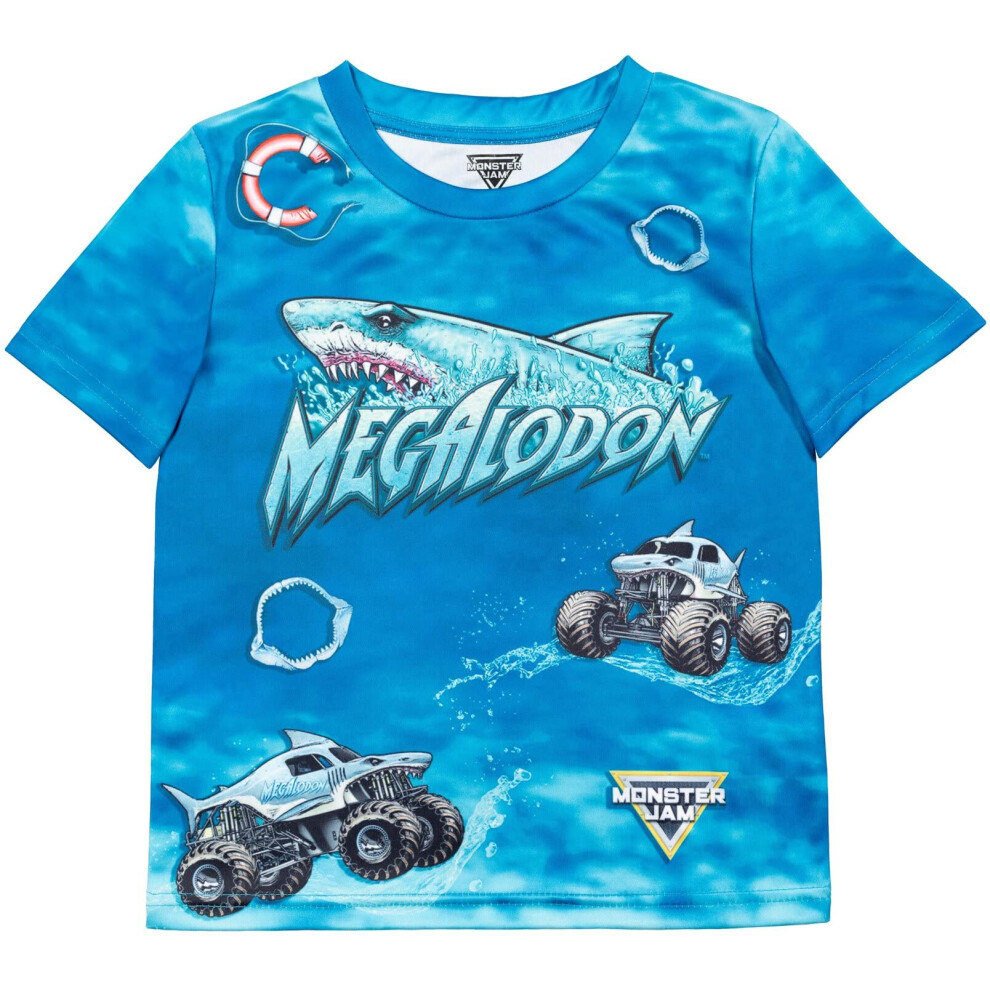 Monster Jam Megalodon Monster Truck Little Boys TShirt Tie Dye Blue 6