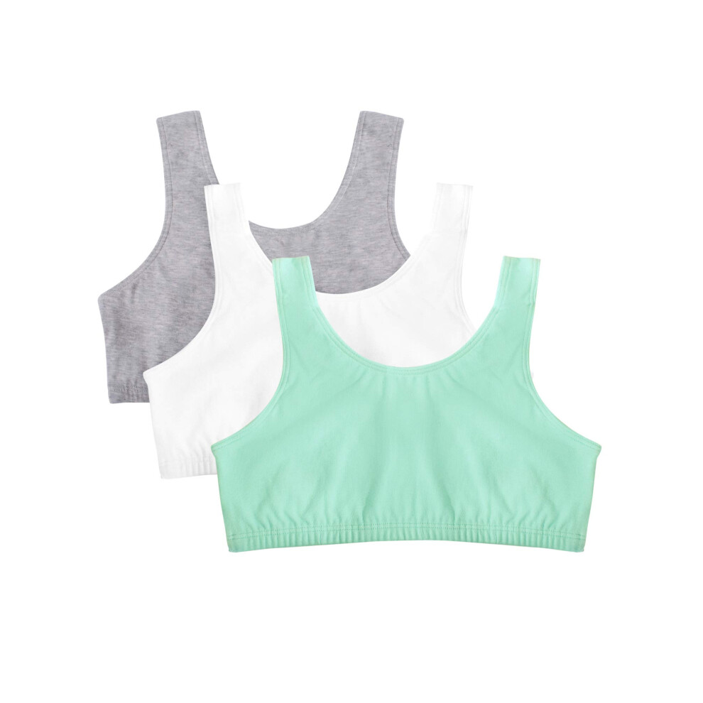 Fruit of the Loom Girls Big Cotton BuiltUp Sport 3 PackPack of 3  Mint chipWhiteGrey Heather  36