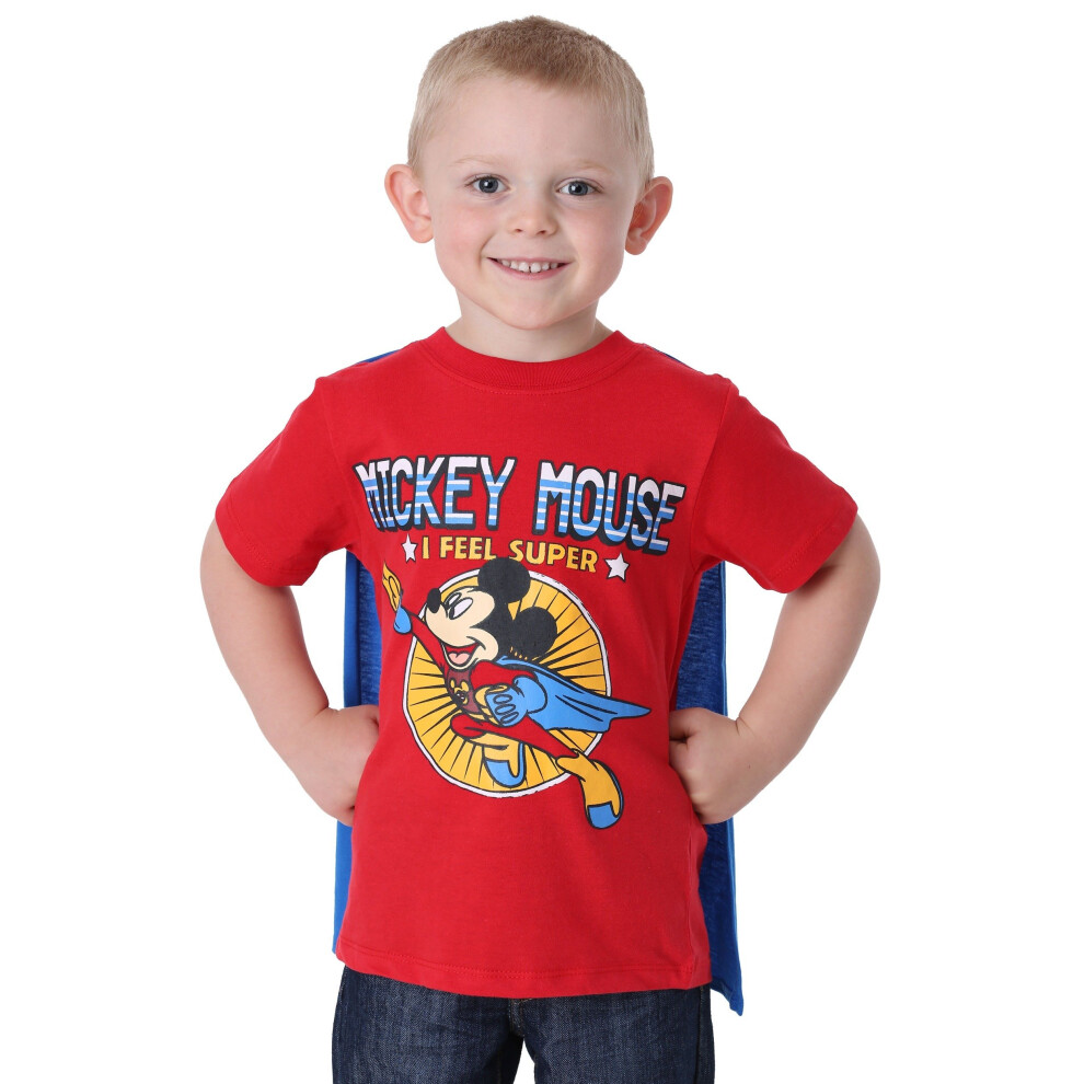 Disney Little Boys Toddler Mickey Mouse Super Short Sleeve Cape TShirt  RedRoyal  4T