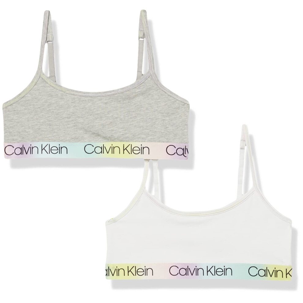 Calvin Klein Girls Modern Training Bra 2 Pack  WhiteHeather Grey Rainbow  M