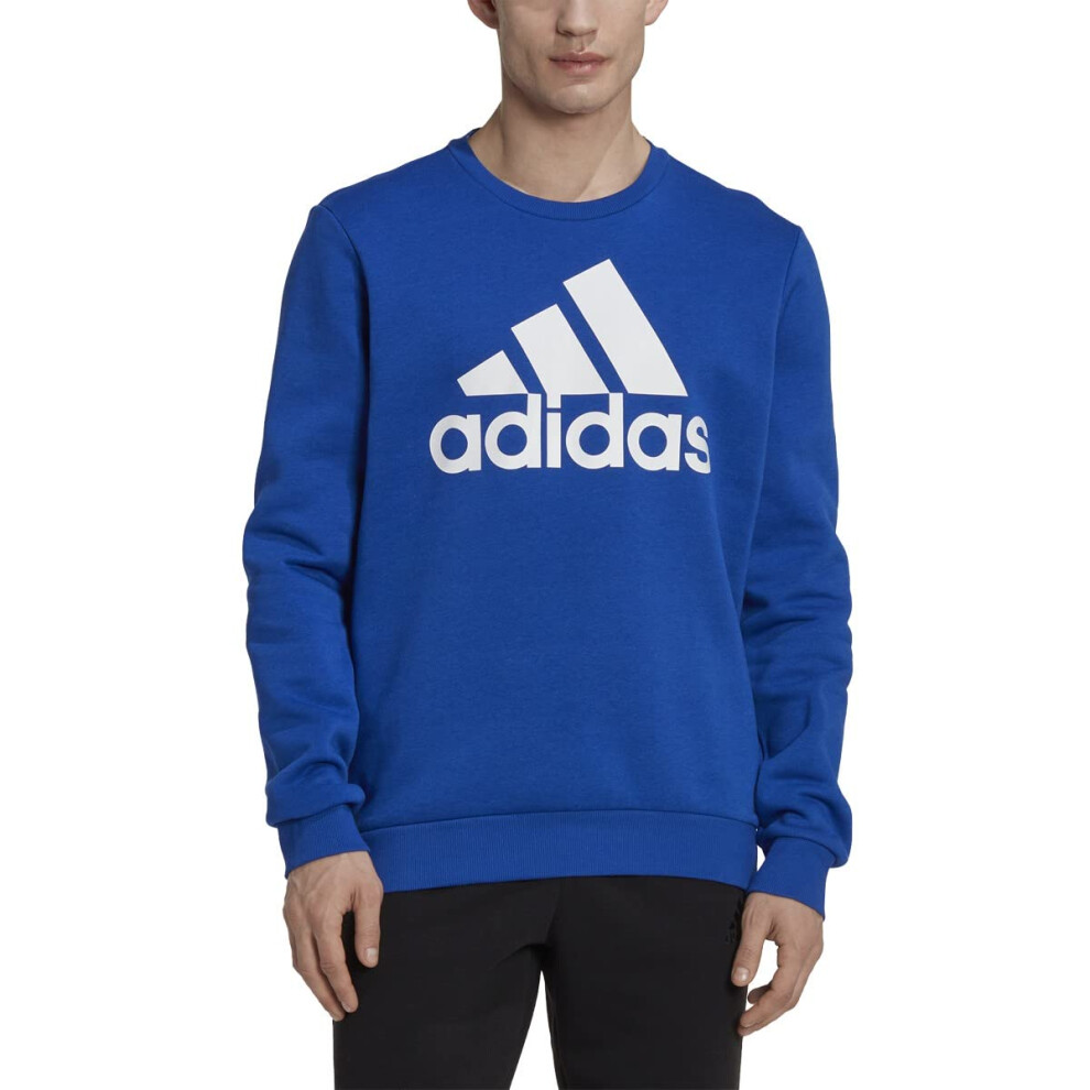 adidas Mens Essentials Big Logo Fleece Sweatshirt  Team Royal BlueWhite  Large