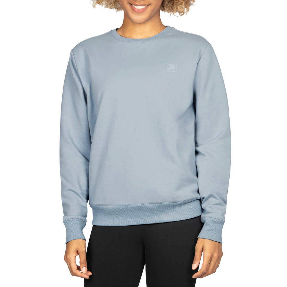 Fila Womens French Terry Long Sleeve Crewneck Sweatshirt Blue Fog Medium