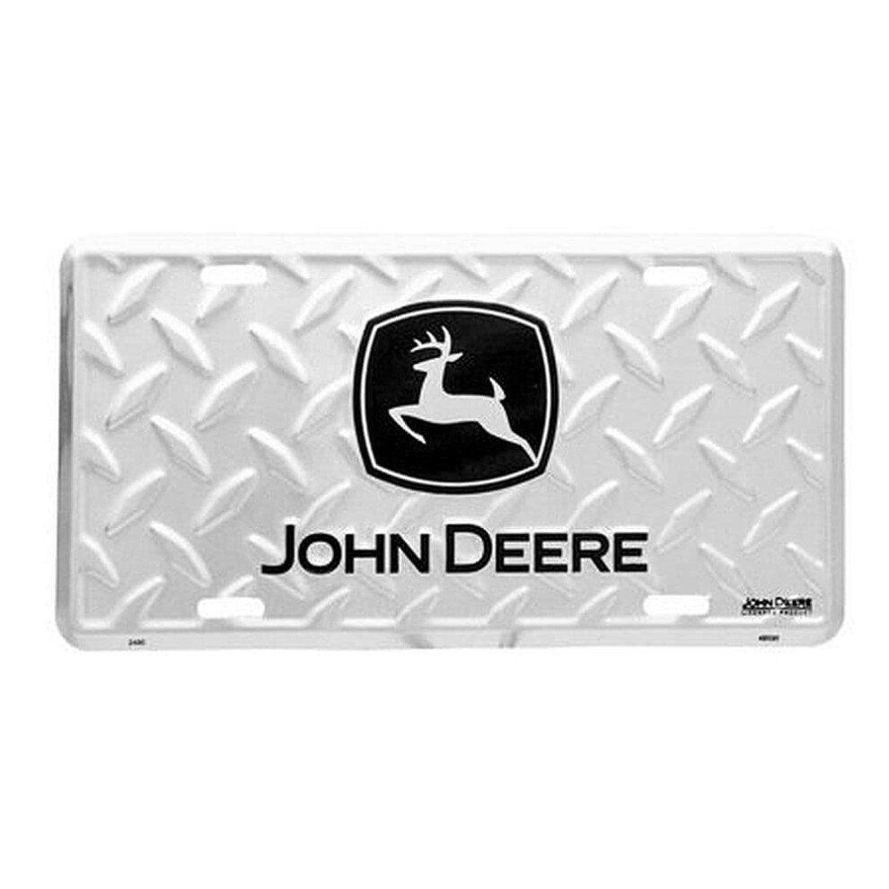 John Deere Silver License Plate with Black Logo