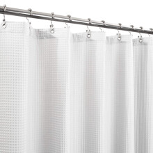 Barossa Design Honeycomb Waffle Weave Shower Curtain Cotton Blend Extra Long 84 inch Height Hotel Luxury Heavy Weight Spa Wa