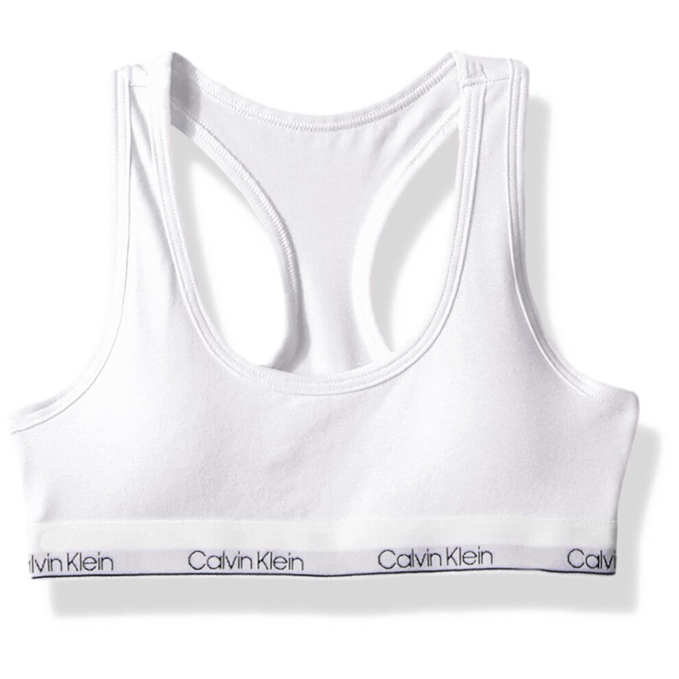 Calvin Klein Girls Big Modern Cotton Molded Bralette  Classic White  Medium