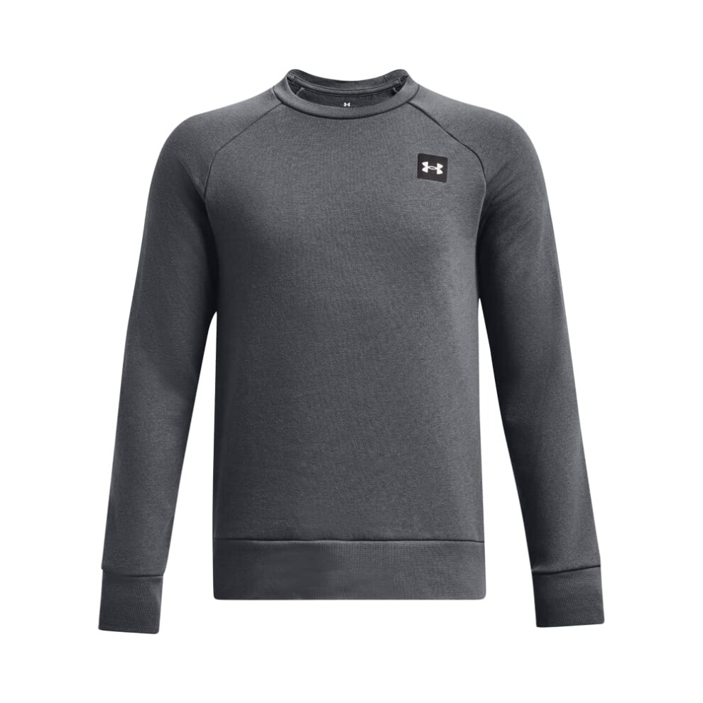 Under Armour Boys Rival Fleece Long Sleeve Crew  012 Pitch Gray   Onyx White  Youth Medium