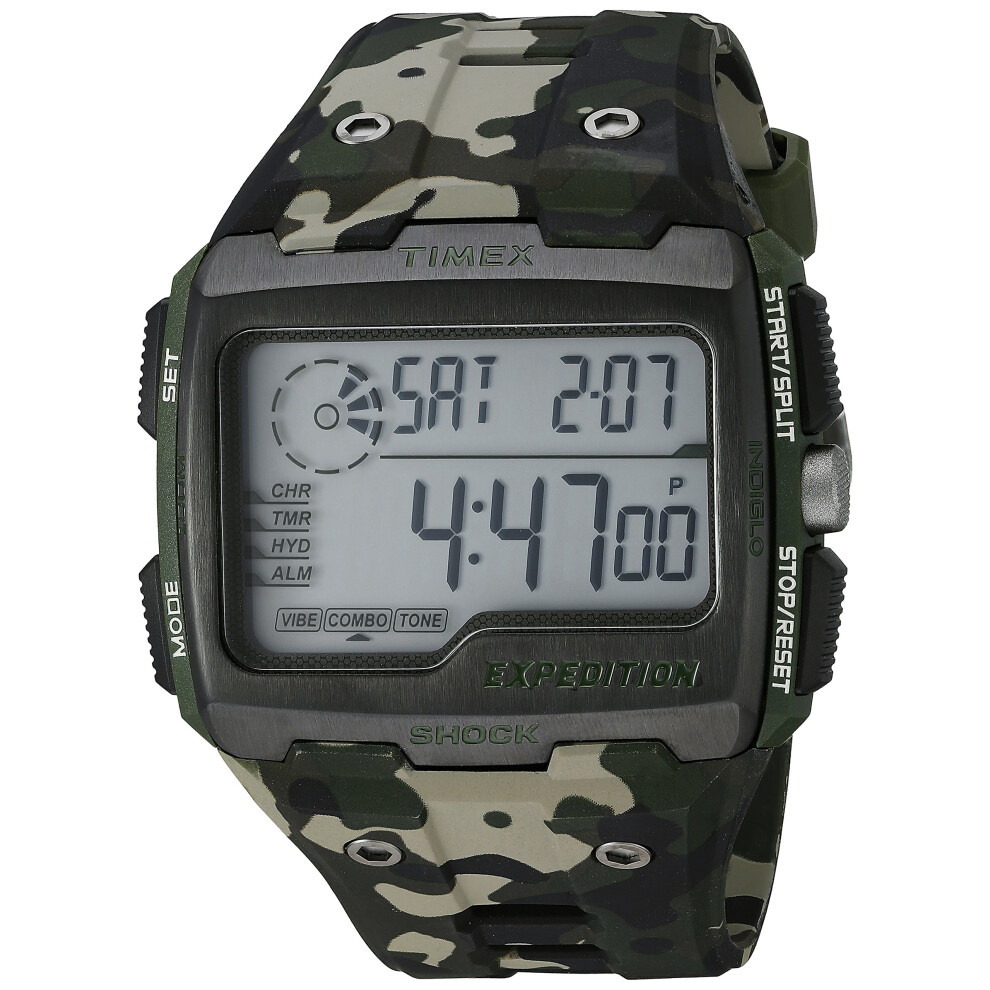 Timex Mens TW4B029009J Expedition Grid Shock Green Camo Resin Strap Watch