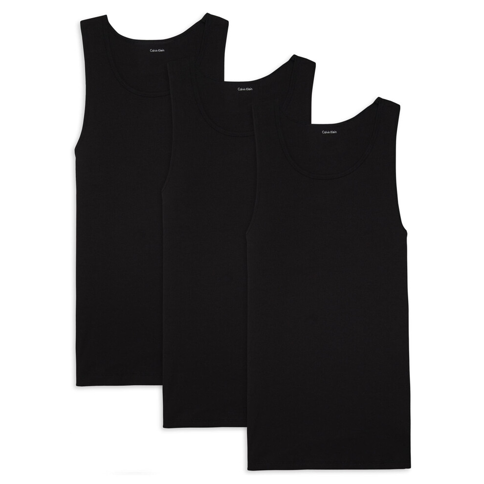 Calvin Klein Mens 3Pack Cotton Classic Rib Tank  Black  Large