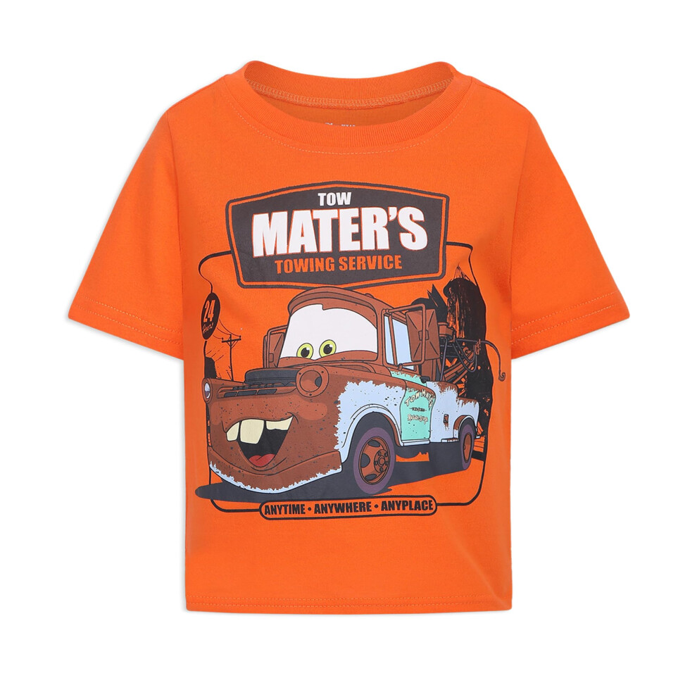 Disney Tow Mater Boys Short Sleeve Shirt for Toddler Kids  Orange