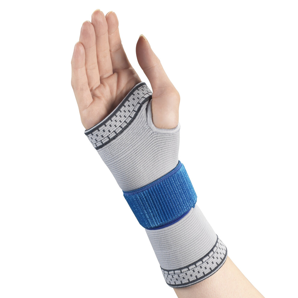 Champion Elastic Wrist Support Compression Sleeve with Encircling Strap  Grey  Large