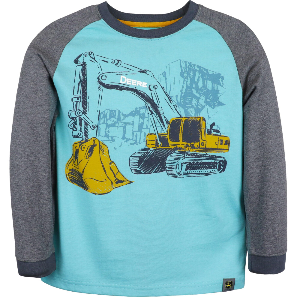 John Deere Clothes for Kids Boys Longsleeve TShirts Mountain Blue Child Size 6