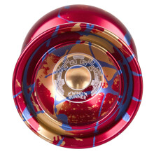 Duncan Toys Windrunner Yo-Yo [Rouge avec éclaboussures bleues et dorées] - Aluminium Pro Niveau Unresponsive