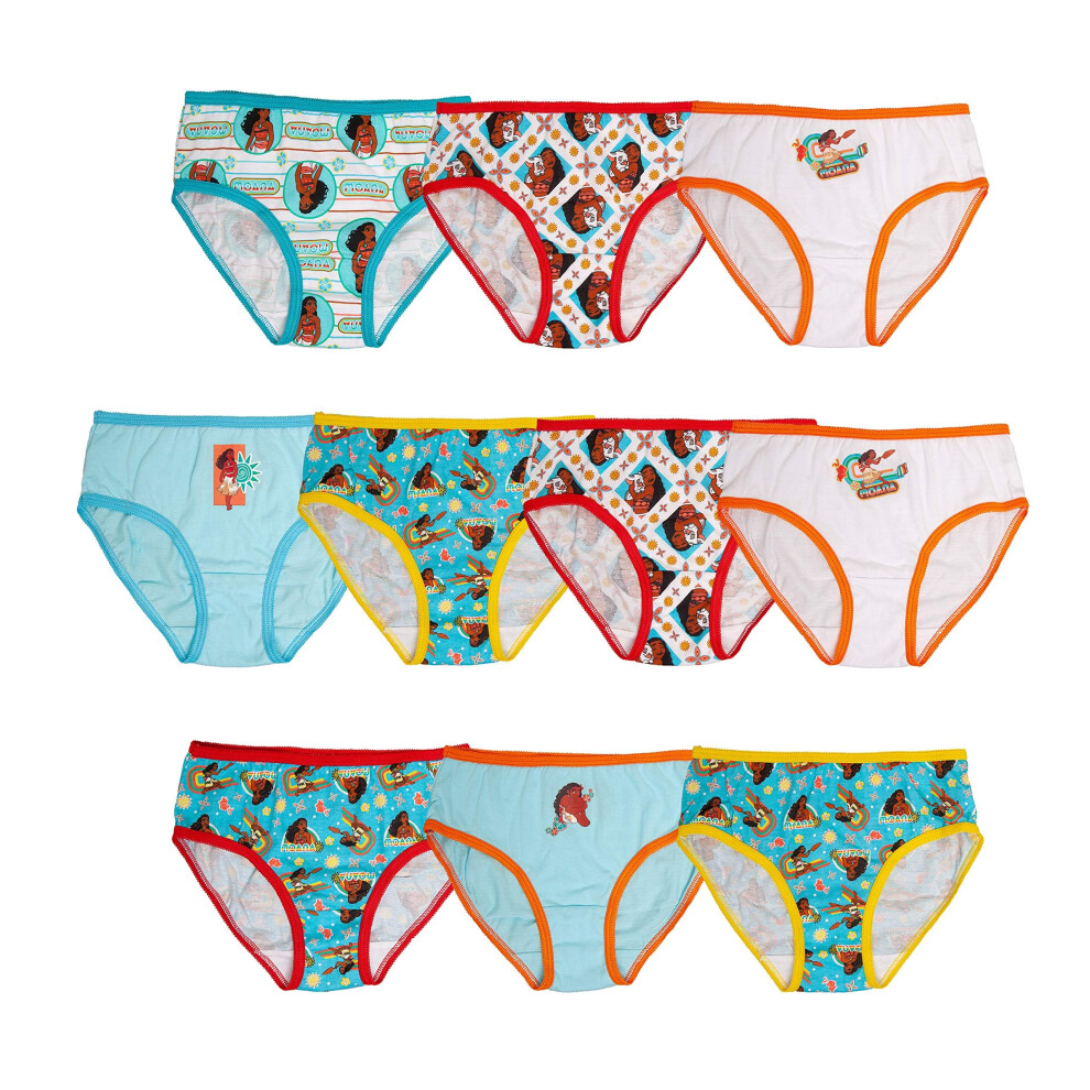 Disney Girls Moana 100 Combed Cotton Panty Multipacks  Underwear Available In Sizes 23t  4t  4  6  8 Briefs  10pack  4 US