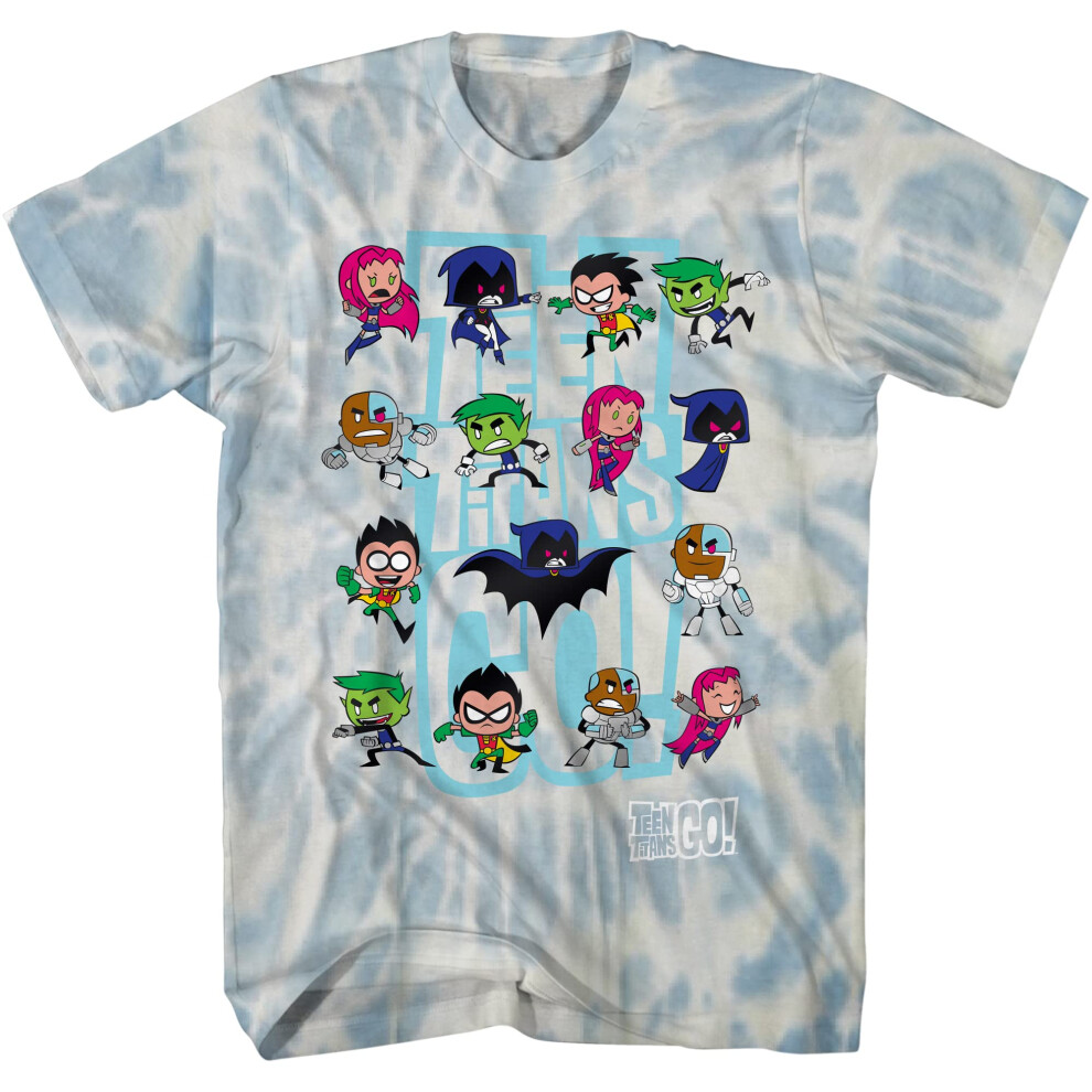 Boys Teen Titans Go TShirt  Teen Titans Go Beast Boy  Raven  Cybord  Robin and Silkie Tie Dye Shirt Blue Tie Dye  XLarge