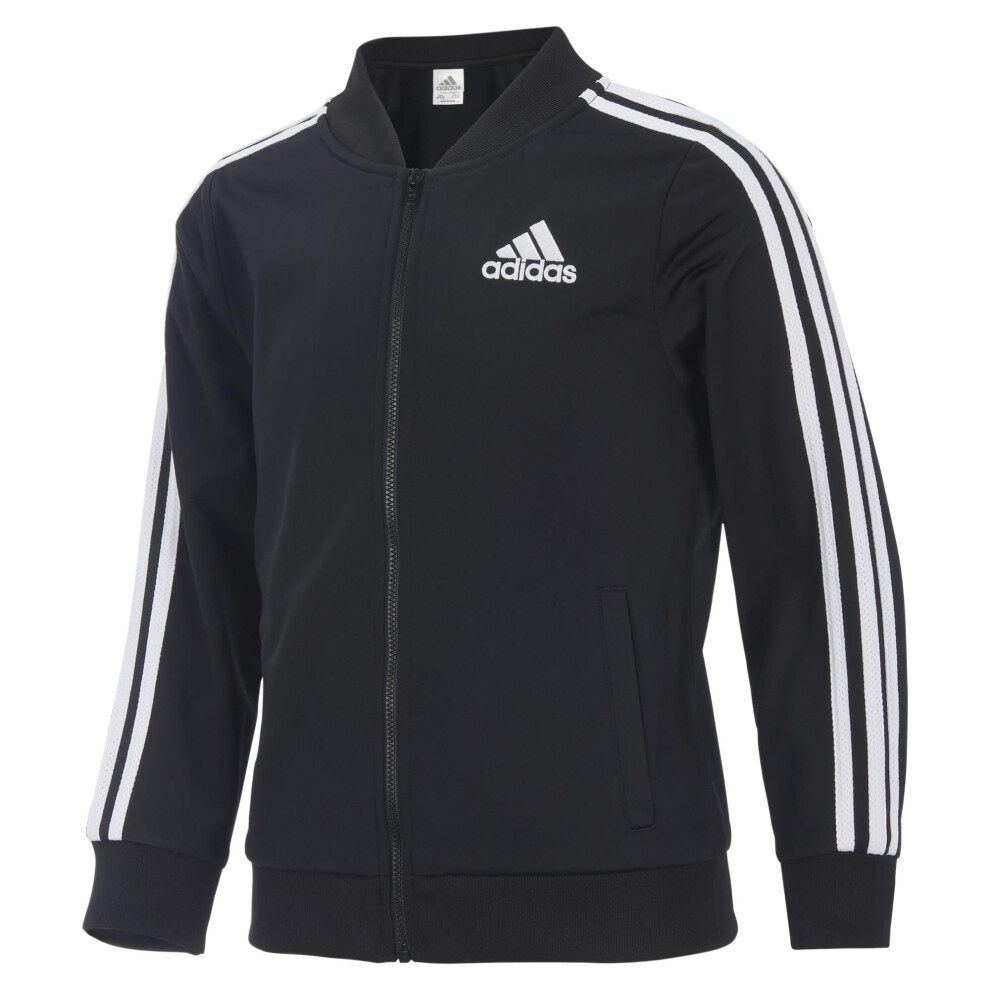 adidas girls Zip Front Tricot Bomber Warm Up Jacket  Black  Small US