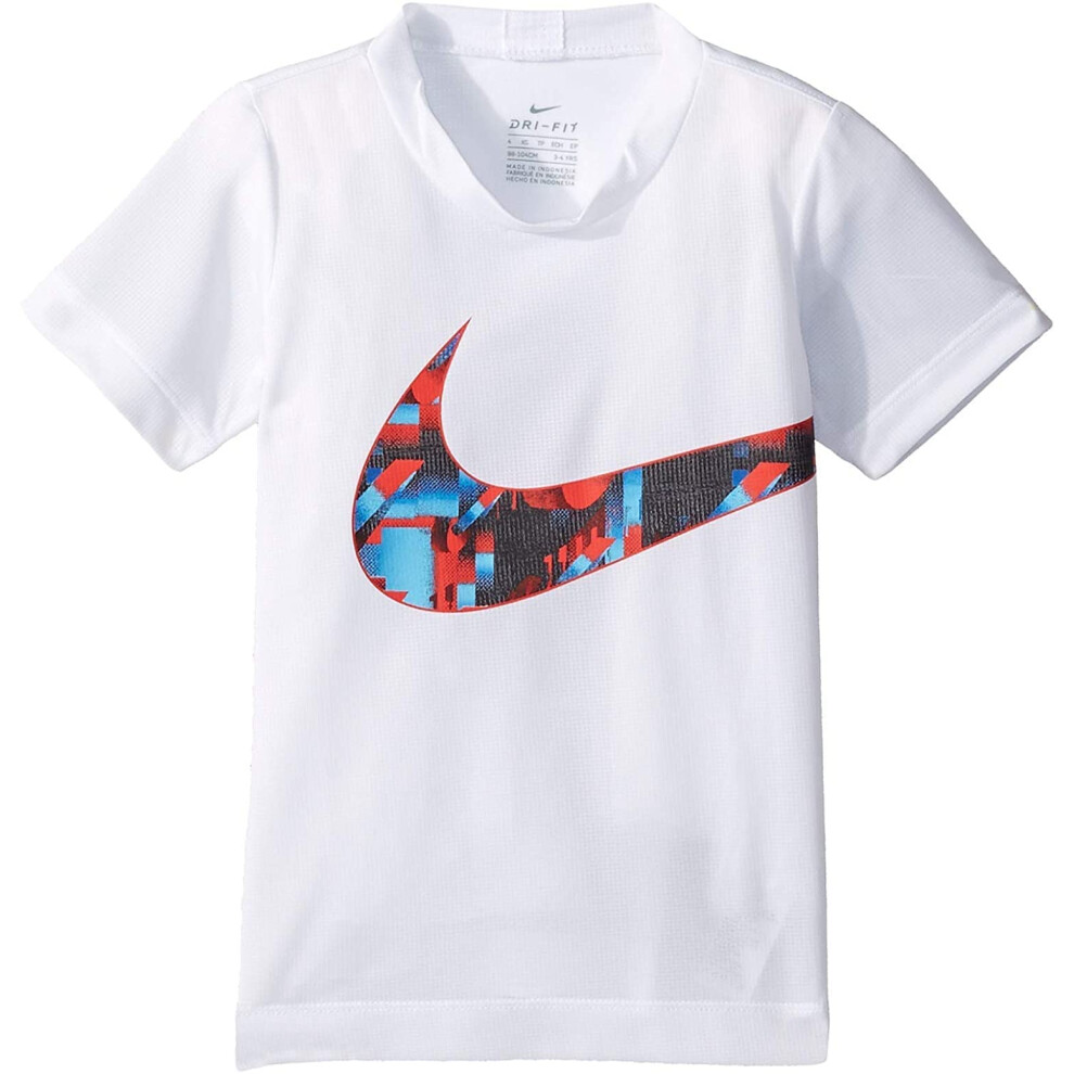 Nike Kids Boys DriFIT Dominate Swoosh Tee Little Kids White 7 Little Kids