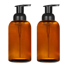 2-pack brnstensfrgad glasburk tvldispenser med skummande pump 13 uns brnstensfrgade runda flaskor dispenser med skummande pump