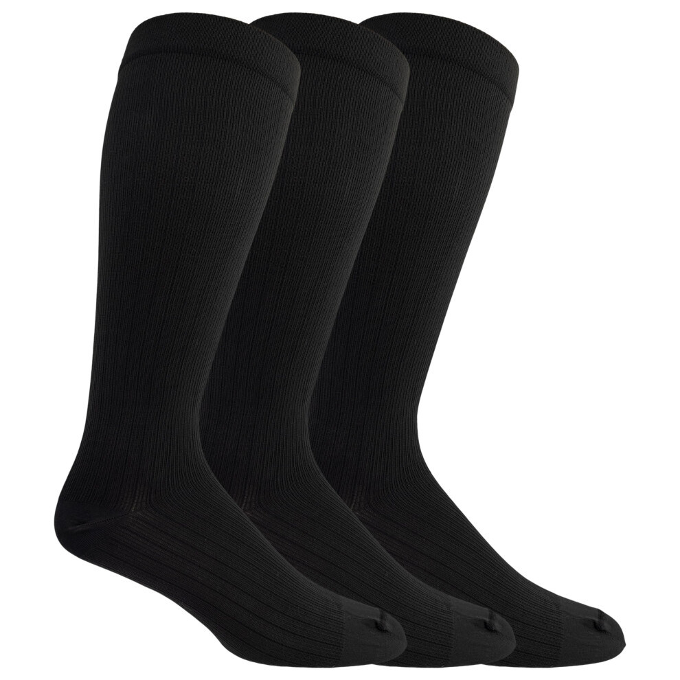 Dr Scholls Mens Graduated Compression Over The Calf  2  3 Pair Packs Energizing Comfort And Fatigue Relief Sock  Black  131