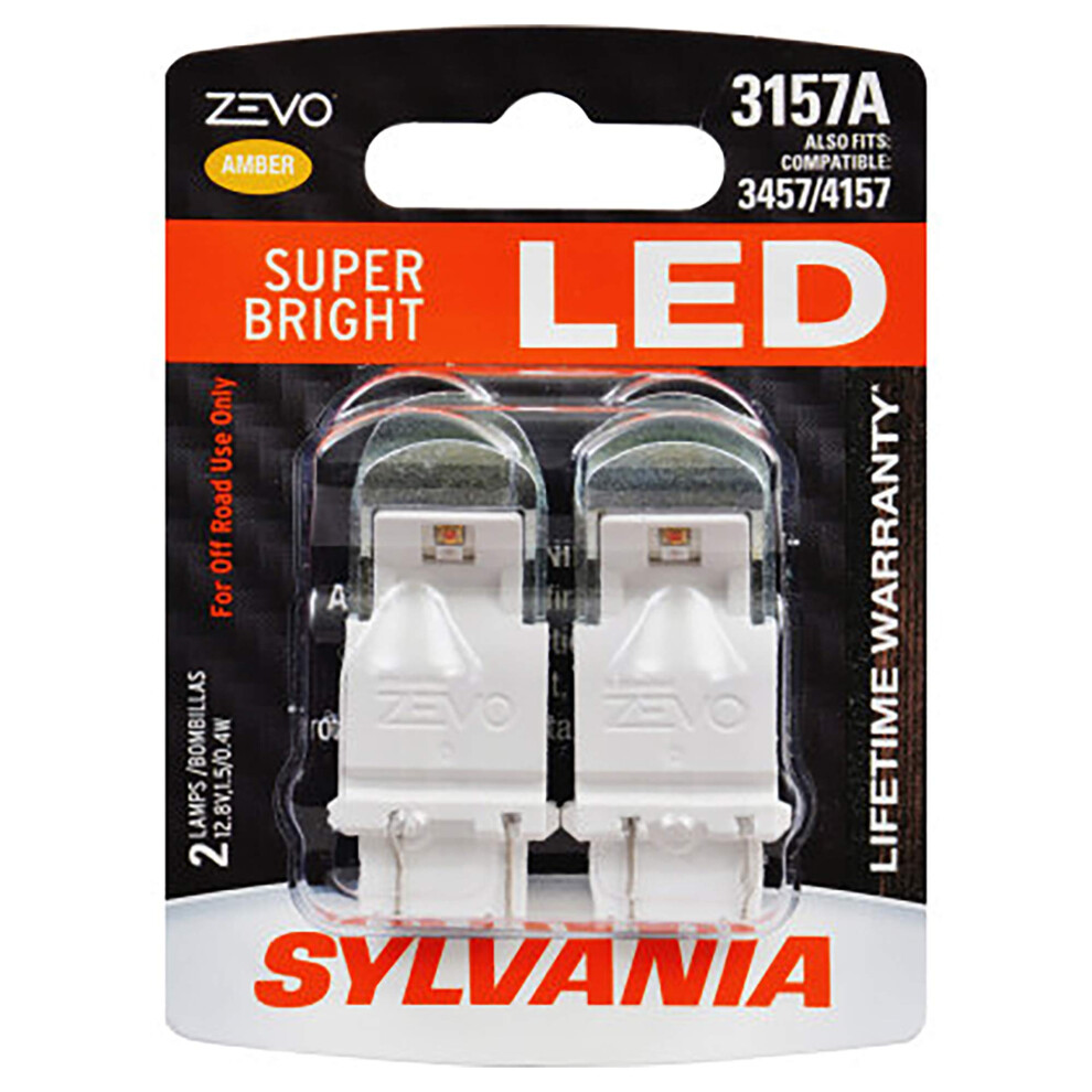 SYLVANIA  3157 ZEVO LED Amber Bulb  Bright LED Bulb  Ideal for Park and Turn Lights Contains 2 Bulbs