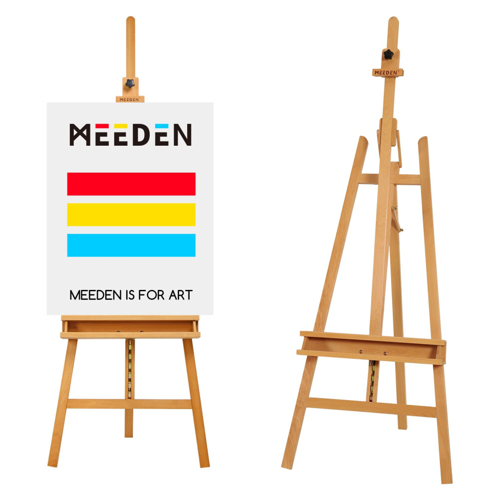 Meeden Large Painters Easel Adjustable Solid Beech Wood Artist Easel Studio Easel For Adults With Brush Holder Holds Canvas Up