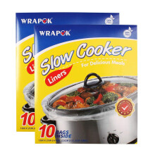 WRAPOK Slow Cooker Liners Kitchen Disposable Cooking Bags BPA Free for Oval or Round Pot Large Size 13 x 21 Inch Fits 3 to 85