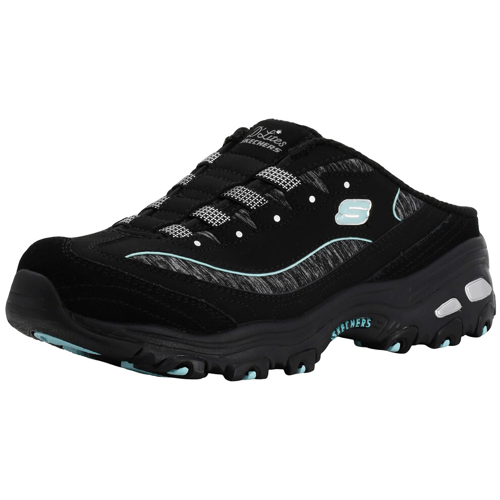 Skechers Womens DLites SlipOn Mule Sneaker BlackAqua 9