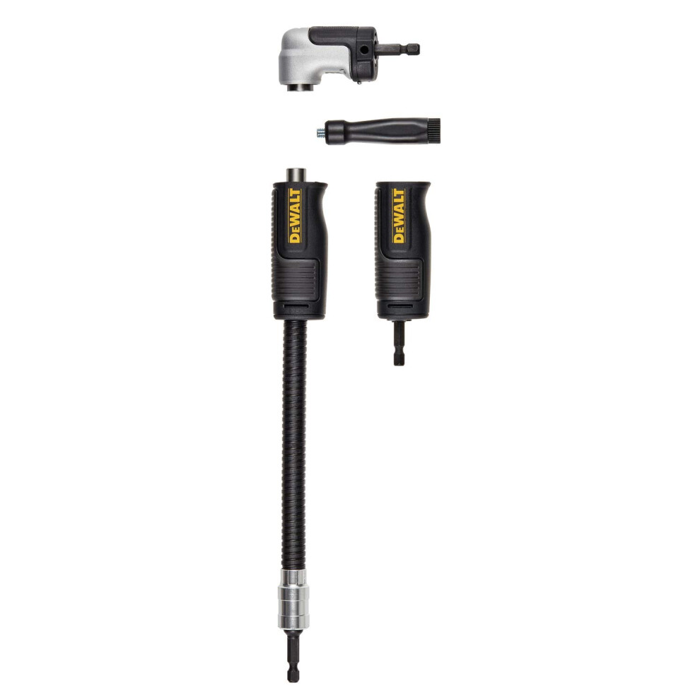 DEWALT Right Angle Drill Adaptor  FlexTorq  4in1 System  Compact  Straight Flexible Shaft  12Inch DWAMRASETFT