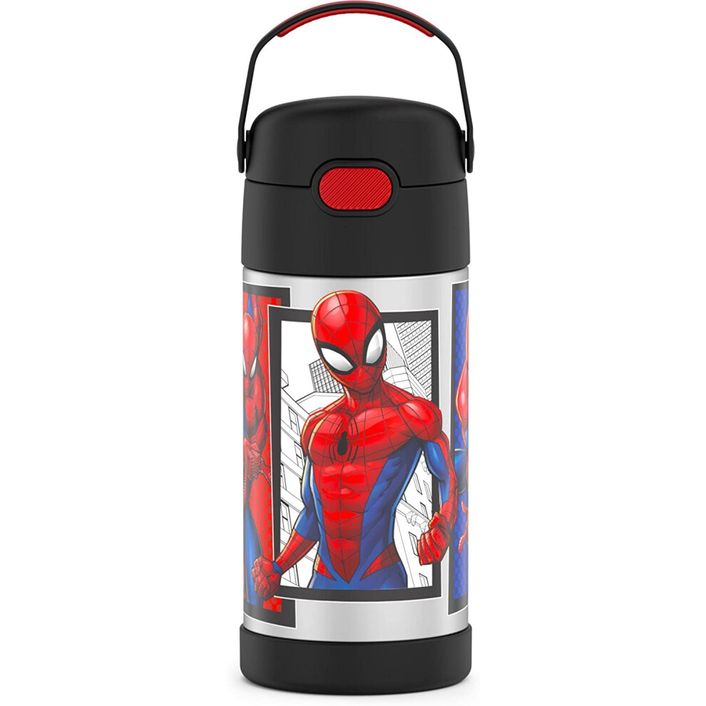 THERMOS FUNTAINER Water Bottle with Straw  12 Ounce  SpiderMan  Kids Stainless Steel Vacuum Insulated Water Bottle with Lid