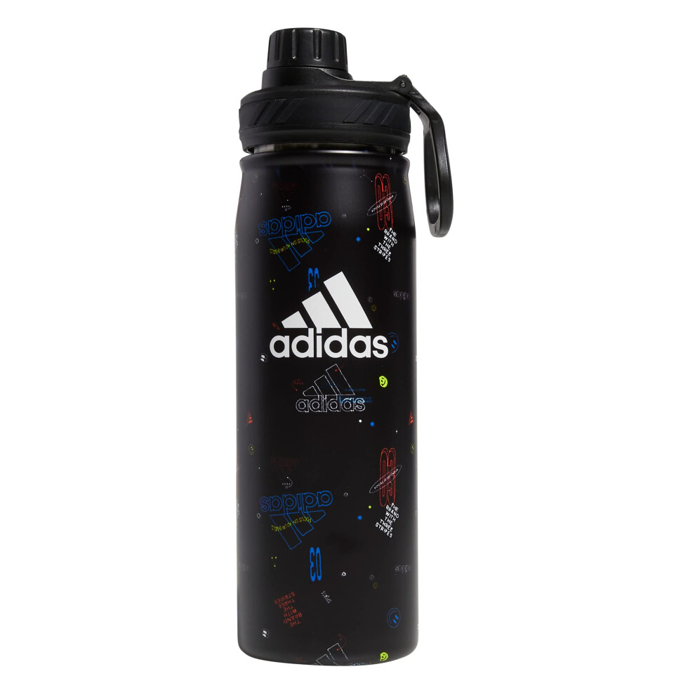 adidas 600 Ml 20 Oz Metal Water Bottle  HotCold DoubleWalled Insulated 188 Stainless Steel  Icon Brand Love BlackBlackWhi