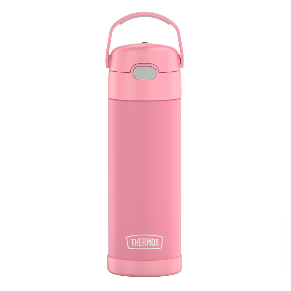 THERMOS FUNTAINER 16 Ounce Stainless Steel Vacuum Insulated Bottle with Wide Spout Lid  Pink