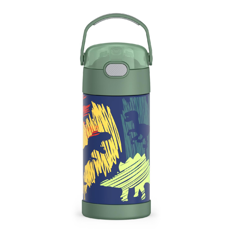 THERMOS FUNTAINER Water Bottle with Straw  12 Ounce  Dinosaurs  Kids Stainless Steel Vacuum Insulated Water Bottle with Lid