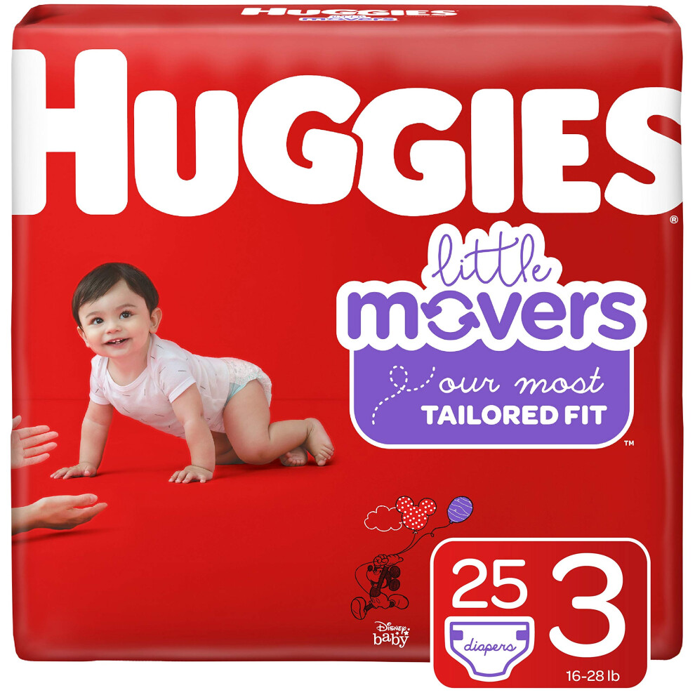 HUGGIES Little Movers Diapers  Size 3 1628 lb  25 Ct Packaging May Vary for Active Babies