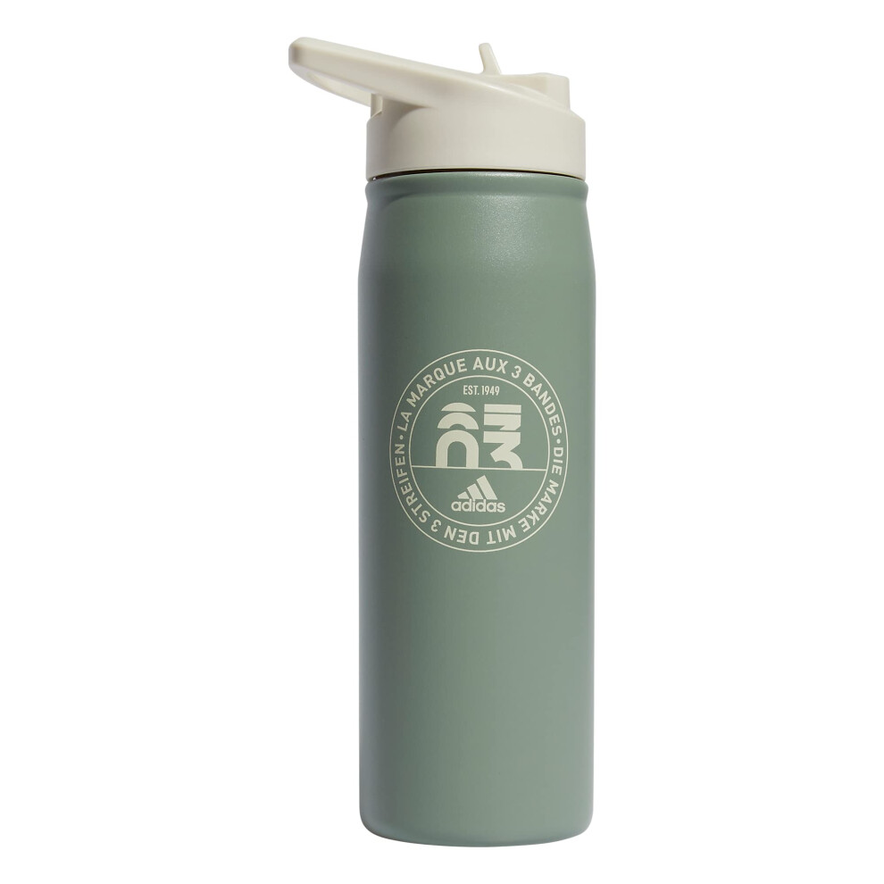 adidas 600 Ml 20 Oz Straw Top Metal Water Bottle  HotCold DoubleWalled Insulated 188 Stainless Steel  Silver GreenAlumina