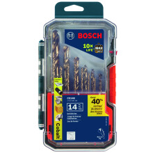 BOSCH CO14B 14-teiliges Set mit Koffer - Kobalt M42 Metallbohrer mit Drei-Flachschaft