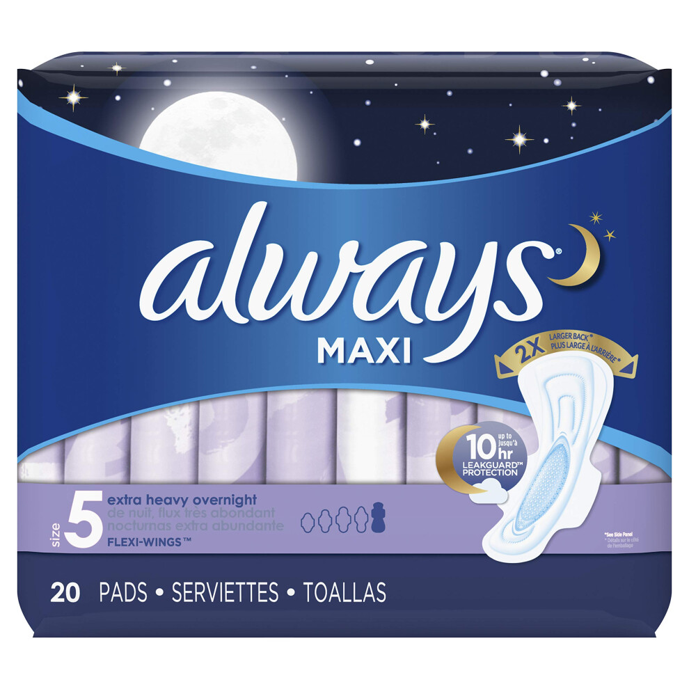 Always Maxi Extra Heavy With Wings Overnight Pads  20 Count Pack of 2