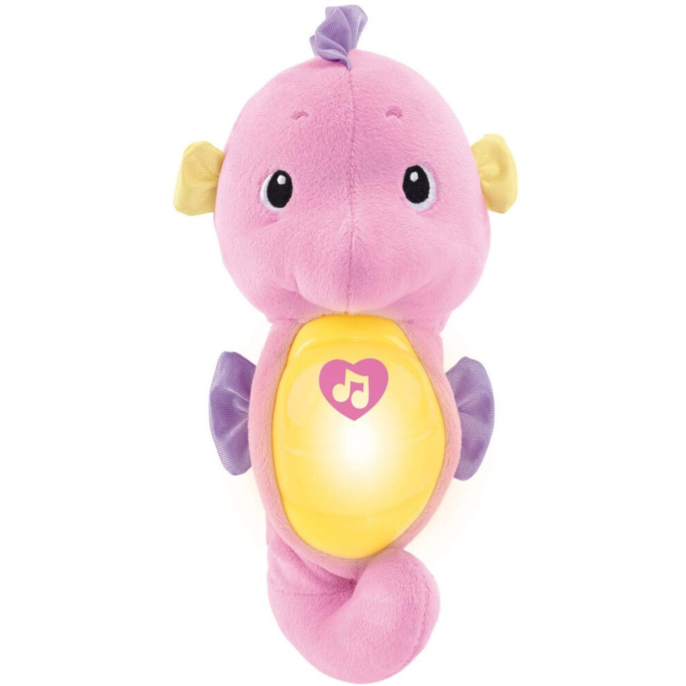 FisherPrice Musical Baby Toy  Soothe  Glow Seahorse  Pink Plush Sound Machine with Lights  Volume Control for Newborns